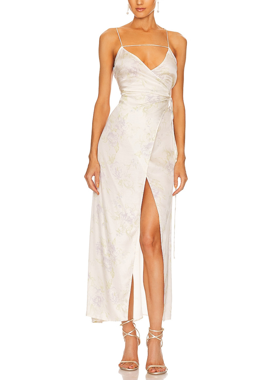 L'Academie Floral Ivory Multi Loulou Midi Dress Size XS